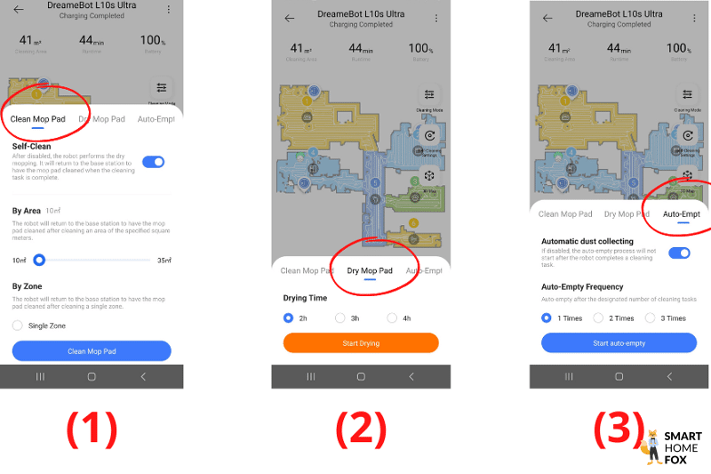 Einstellungen für die Basisstation des Dreame L10s Ultra werden in der Dreamehome App getroffen.